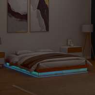 vidaXL Κρεβάτι με LED χωρίς Στρώμα, Καφέ 160x200 εκ. από Ξύλο 844416