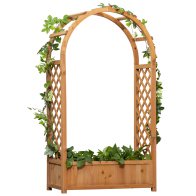 Outsunny Outdoor Hollow Bottom Καφέ έλατο φυτευτή με διακοσμητικό τόξο και σχάρες αναρρίχησης, 83x36x152cm 845-777V00BN
