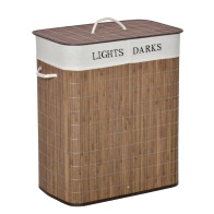 HOMCOM Καλάθι πλυντηρίου μπαμπού 100L με 2 θήκες, καπάκι και λαβές, 52x32x63cm - Καφέ 850-144BN