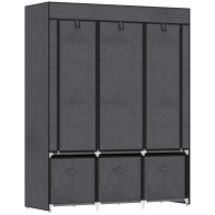 HOMCOM Πτυσσόμενη Υφασμάτινη Ντουλάπα με Συρτάρια και Ρολόπορτες με Φερμουάρ, 125x43x162,5cm, Σκούρο Γκρι 850-210V00CG