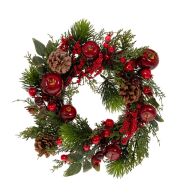 ΠΡΑΣΙΝΟ ΣΤΕΦΑΝΙ ΜΕ ΚΟΥΚΟΥΝΑΡΙΑ, ΚΟΚΚΙΝΑ BERRIES ΚΑΙ ΡΟΔΙΑ 35ΕΚ