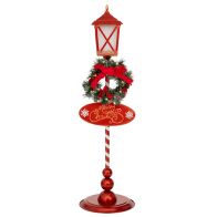 ΚΟΚΚΙΝΟ ΜΕΤΑΛΛΙΚΟ ΦΑΝΑΡΙ MERRY CHRISTMAS 35X35X120EK