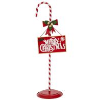 ΚΟΚΚΙΝΟ ΡΙΓΕ ΜΕΤΑΛΛΙΚΟ ΔΙΑΚΟΣΜΗΤΙΚΟ ΜΠΑΣΤΟΥΝΙ  MERRY CHRISTMAS 30Χ30Χ100ΕΚ