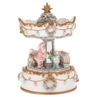 ΛΕΥΚΟ  ΧΡΥΣΟ ΚΟΥΡΔΙΣΤΟ ΠΕΡΙΣΤΡΕΦΟΜΕΝΟ ΚΑΡΟΥΖΕΛ ΜΕ ΤΡΕΝΑΚΙ ΚΑΙ ΑΓΙΟ ΒΑΣΙΛΗ ΜΕ ΜΟΥΣΙΚΗ 11,5Χ11,5Χ17