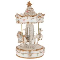 ΛΕΥΚΟ  ΧΡΥΣΟ ΚΟΥΡΔΙΣΤΟ ΠΕΡΙΣΤΡΕΦΟΜΕΝΟ ΚΑΡΟΥΖΕΛ ΜΕ 3 ΦΙΓΟΥΡΕΣ ΚΑΙ ΜΟΥΣΙΚΗ 14Χ14Χ25ΕΚ