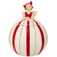 ΛΕΥΚΗ ΜΕ ΚΟΚΚΙΝΕΣ ΡΙΓΕΣ ΚΕΡΑΜΙΚΗ ΜΠΙΣΚΟΤΙΕΡΑ ΣΕ ΣΧΗΜΑ ΝΕΡΑΙΔΑΣ 16Χ15Χ20ΕΚ