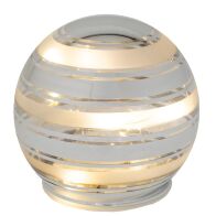 ΛΕΥΚΗ ΓΥΑΛΙΝΗ ΜΠΑΛΑ ΜΕ ΑΣΗΜΙ ΡΙΓΑ ΖΩΓΡΑΦΙΣΜΕΝΗ ΣΤΟ ΧΕΡΙ ΚΑΙ LED ΦΩΣ Φ10ΕΚ ΜΠΑΤΑΡΙΑΣ