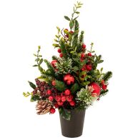 ΠΡΑΣΙΝΟ ΔΕΝΤΡΟ ΜΕ ΚΟΚΚΙΝΑ BERRIES ΚΟΚΚΙΝΕΣ ΜΠΑΛΛΕΣ ΚΑΙ  ΠΑΓΩΜΕΝΟ ΚΟΥΚΟΥΝΑΡΙ ΣΕ ΠΛΑΣΤΙΚΗ ΓΛΑΣΤΡΑ 4