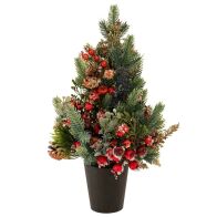 ΠΑΓΩΜΕΝΟ ΠΡΑΣΙΝΟ ΔΕΝΤΡΟ ME ΚΟΚΚΙΝΑ BERRIES ΚΑΙ  ΚΟΥΚΟΥΝΑΡΙΑ ΣΕ ΠΛΑΣΤΙΚΗ ΓΛΑΣΤΡΑ 43ΕΚ