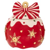 ΚΟΚΚΙΝΗ ΚΕΡΑΜΙΚΗ ΜΠΙΣΚΟΤΙΕΡΑ ΣΕ ΣΧΗΜΑ ΜΠΑΛΑΣ ΜΕ ΦΙΟΓΚΟ ΚΑΙ ΧΙΟΝΟΝΙΦΑΔΕΣ 18Χ18Χ21ΕΚ