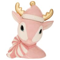 ΡΟΖ ΚΕΡΑΜΙΚΗ ΜΠΙΣΚΟΤΙΕΡΑ ΣΕ ΣΧΗΜΑ ΚΕΦΑΛΙ ΕΛΑΦΙΟΥ ΜΕ ΧΡΥΣΑ ΚΕΡΑΤΑ 20Χ14,5Χ23,5ΕΚ