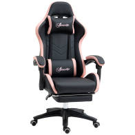 Vinsetto Καρέκλα gaming Pink and Black με ρυθμιζόμενο ύψος και ανακλινόμενη πλάτη, 65x65x121-129 cm 921-618V00BK