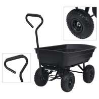 vidaXL Μαύρο Καροτσάκι Κήπου Ανατροπής 300 kg 75L 92579