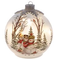A.I. Decoration 93963 Μπάλα με Χιονάνθρωπους Γυάλινη με LED Φώς Ø15Χ16,5εκ.