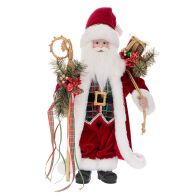 A.I. Decoration 93996 Άγιος Βασίλης με Κουτί Δώρου και Μπαστούνι Καρώ 45εκ. Κόκκινος