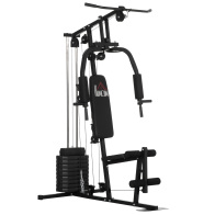 HOMCOM Fitness Station με βάρη 45kg για οικιακή και επαγγελματική προπόνηση, Πολυλειτουργικό Steel Gym, 135x103x210cm, Μαύρο A91-176