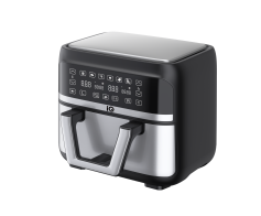 IQ Διπλό Air Fryer με Wi-Fi & Αποσπώμενο Κάδο 9lt AF-005 Ασημί