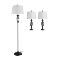 HOMCOM  Σετ με 1 Μεταλλικό Επιδαπέδιο Φωτιστικό και 2 Επιτραπέζια E27 3 τμχ  B31-179