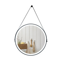 Costway Στρογγυλός Επιτοίχιος Μεταλλικός Καθρέπτης Μπάνιου με LED Φωτισμό 60 cm Costway BA7801DE