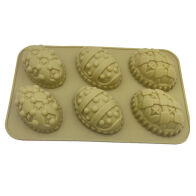 Φόρμα σιλικόνης Πασχαλινή 6 θέσεων Αυγά  27Χ16,5Χ3,5 εκ. Λαδί