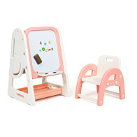 Costway Σετ Παιδικός Μαγνητικός Πίνακας Διπλής Όψης - Καβαλέτο με Καρέκλα Χρώματος Πορτοκαλί Costway BB5639OR