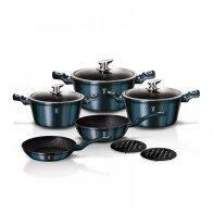 Berlinger Haus Metallic Line Σετ Μαγειρικά Σκεύη από Αλουμίνιο Aquamarine Collection με Επίστρωση από Πέτρα 10τμχ