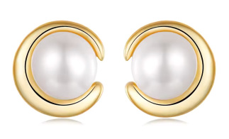 BAMOER σκουλαρίκια καρφωτά BSE1107 με λευκή πέρλα ασήμι 925 χρυσό