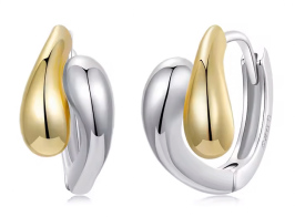 BAMOER σκουλαρίκια κρίκοι BSE1139 ασήμι 925 χρυσό/ασημί