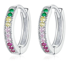 BAMOER σκουλαρίκια κρίκοι BSE459 κυβική ζιρκόνια ασήμι 925 ασημί