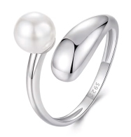BAMOER δαχτυλίδι BSR662-E με πέρλα ανοιγόμενο ασήμι 925 ασημί