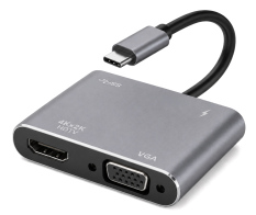 POWERTECH docking station CAB-UC101 4 θυρών USB-C 4K 100W γκρι