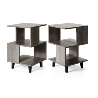 Costway Σετ Ξύλινα Κομοδίνα με 2 Ράφια 40 x 40 x 64 cm 2 τμχ Costway CB10236