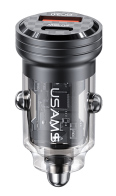 USAMS φορτιστής αυτοκινήτου US-CC175 USB & USB-C 45W QC & PD μαύρος