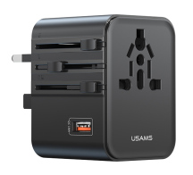 USAMS φορτιστής/αντάπτορας πρίζας CC309 USB & 2x USB-C universal 25W μαύρος