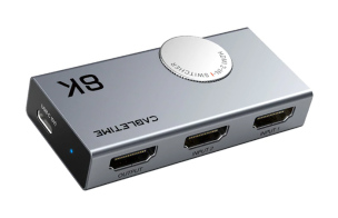 CABLETIME HDMI switch CT-HS8K2-AG 2 σε 1 8K/60Hz 4K/120Hz γκρι