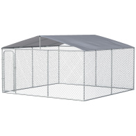 PawHut Metal Dog Kennel με υφασμάτινο κουβούκλιο Oxford και πόρτα με κλειδαριά, 400x230x232 cm D02-049V04SR