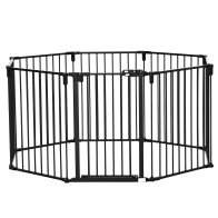 PawHut Πτυσσόμενη πύλη ασφαλείας 8 τμημάτων, Steel Dog Barrier Gate - Μαύρο D06-128V01BK