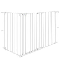 PawHut 3-Panel Medium Dog Gate με διπλό σύστημα κλειδώματος, 206x90cm, Λευκό D06-186V00WT