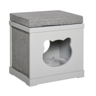 PawHut Ξύλινο Σπίτι Γάτας 41 x 30 x 36 cm Χρώματος Γκρι D30-334GY