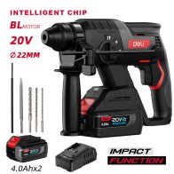 DELI κρουστικό σκαπτικό μπαταρίας DE-DC20-2D4 Brushless 20V 2x 4Ah 2J