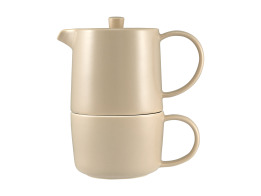Maxwell & Williams Φλιτζάνι με Τσαγιέρα 450ml Sand Tea For One Cafe Life Σε Συσκευασία Δώρου-Πορσελ