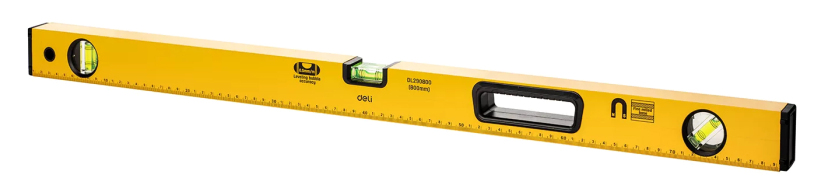 DELI αλφάδι DL290800 με 3 μάτια & χάρακα μαγνητικό 80cm