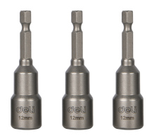 DELI σετ καρυδάκια DL4812T για δραπανοκατσάβιδο μαγνητικά 12mm εξάγωνα 3τμχ