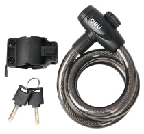 DELI κλειδαριά ποδηλάτου με κλειδί DL508062 Φ12mm 1m μαύρη