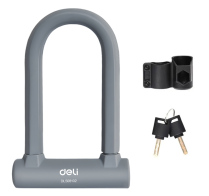 DELI κλειδαριά πέταλο ποδηλάτου με κλειδί DL508102 126x196mm γκρι