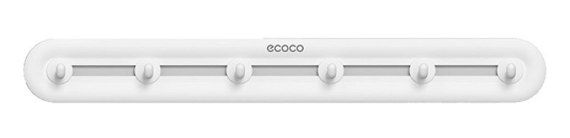 ECOCO κρεμάστρα μπάνιου/κουζίνας E23154 με 6 γάντζους 3.8x5x40cm λευκή