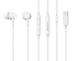 CELEBRAT earphones με μικρόφωνο G40 USB-C σύνδεση 10mm 1.2m λευκά