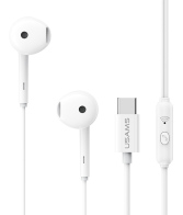USAMS earphones με μικρόφωνο SJ771 USB-C σύνδεση 1.2m λευκά