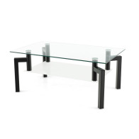 Costway Μεταλλικό Ορθογώνιο Τραπέζι Σαλονιού με Γυάλινη Επιφάνεια 100 x 60 x 43 cm Costway HV10316BK