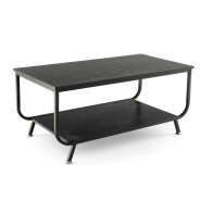 Costway Μεταλλικό Ορθογώνιο Τραπέζι Σαλονιού με Εφέ Μαρμάρου 105 x 55 x 46.5 cm Costway HV10459BK